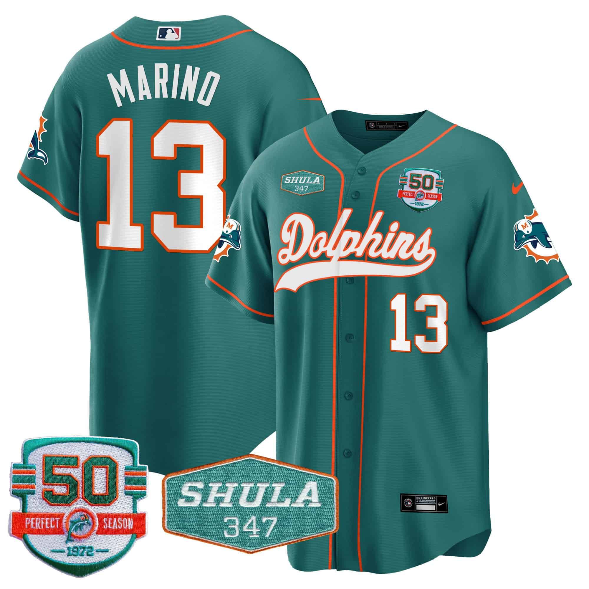 Men Miami Dolphins #13 Marino Green 2024 Nike 50th Don Shula Memorial Patch Baseball NFL Jersey style 1->indianapolis colts->NFL Jersey